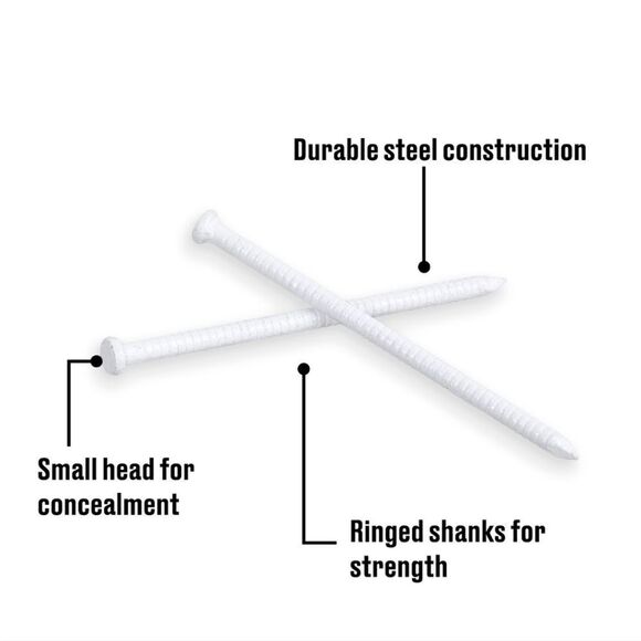 🏖 Fas-n-Tite White Panel Nails Finishing Nails Steel 1" - Picture 4 of 6